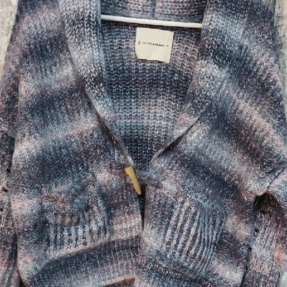 Lucky Brand Women's Blue and Pink Cardigan